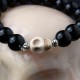 Schedel armband Obsidiaan